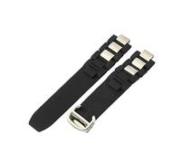 ROUHO 20 x 10mm Durable Silicone Watch Strap Metal Fold-Over Buckle Rubber Watch Bracelet for Cartier 21st Century-Black + Silver Buckle
