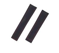 ROUHO 20 x 18mm Flat Interface Leather Watch Strap Replacement Watch Bracelet Accessories for T-A-G HE-UE-R CAR-RE-RA AQ-UARA-CER MON-ACO-Black + Red