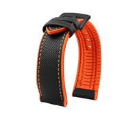 ROUHO 20mm 22mm Silicone Watch Strap Waterproof Rubber Watch Band Textured Bicolor Stainless Steel Buckle for IWC Pilot's A6 20mm