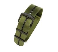 ROUHO 20mm Breathable Nylon Watch Strap Adjustable Replacement Watchband Accessories for Omega Seamaster 007 NATO Longines Conquest-Green + Black Buckle