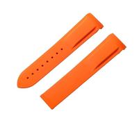 ROUHO 20mm Curved End Replacement Watch Band Silicone Rubber Watch Strap for Omega Seamaster Planet Ocean-Orange Without Buckle