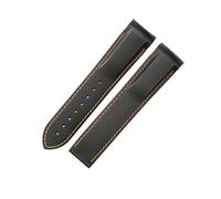 ROUHO 20mm Curved End Replacement Watch Band Silicone Rubber Watch Strap for Omega Seamaster Planet Ocean-Black Orange Without Buckle