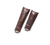 ROUHO 20mm Genuine Leather Watch Band Curved End Embossed Replacement Watch Band for Rolex Submariner 16610 114060-Brown