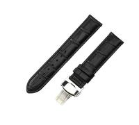 ROUHO 20mm Handmade Comfortable Leather Watch Strap Ergonomic Replacement Watch Band for Tissot Heritage T063.610 PRS 516 T100.430 T121.430-Black + Silver Buckle