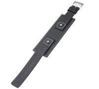 ROUHO 20mm Leather Watch Strap Leather Replacement Watchband Watch Accessories for Fossil JR1190-Black