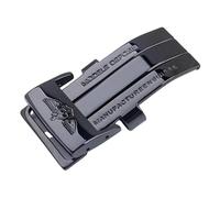 ROUHO 20mm Leather Watchband Replacement Buckle Stainless Steel Watch Clasp for Breitling-Black