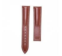 ROUHO 20mm Men's Wrist Watchband Leather Watch Strap Flat Interface Replacement Watch Strap for OME-GA DE VEL-LE SEAMASTER SPEEDMASTER-Brown