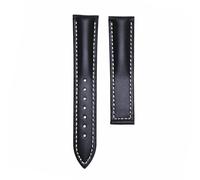 ROUHO 20mm Men's Wrist Watchband Leather Watch Strap Flat Interface Replacement Watch Strap for OME-GA DE VEL-LE SEAMASTER SPEEDMASTER-Black