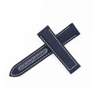 ROUHO 20mm Nylon Canvas Leather Watch Strap Replacement Watch Accessories Adjustable Watch Strap for OME-GA SEAMASTER 300 SPEEDMASTER AT150-Blue