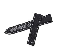 ROUHO 20mm Nylon Canvas Leather Watch Strap Replacement Watch Accessories Adjustable Watch Strap for OME-GA SEAMASTER 300 SPEEDMASTER AT150-Black