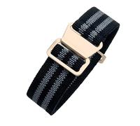 ROUHO 20mm Nylon Watch Strap Adjustable Resilient Watchband with Durable Clasp0-E + Rose Gold Buckle