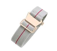 ROUHO 20mm Nylon Watch Strap Adjustable Resilient Watchband with Durable Clasp0-G + Rose Gold Buckle