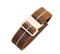ROUHO 20mm Nylon Watch Strap Adjustable Resilient Watchband with Durable Clasp0-L + Rose Gold Buckle