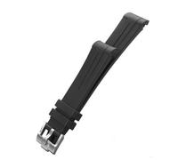 ROUHO 20Mm Replacement Rubber Curved Watch Strap For Rolex Watch-Black