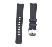 ROUHO 20mm Replacement Watch Bracelet Watch Accessories Silicone Watch Strap for OM-EGA SEAMASTER 300 AT150-Black