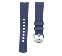 ROUHO 20mm Replacement Watch Bracelet Watch Accessories Silicone Watch Strap for OM-EGA SEAMASTER 300 AT150-Blue