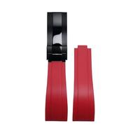 ROUHO 20mm Silicone Rubber Watchband Slide Lock Clasp Replacement Watch Strap for Rolex Daytona SUB GMT-Red + Black Buckle