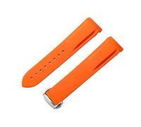 ROUHO 20mm Silicone Watch Strap Waterproof Curved End Rubber Watch Band Stainless Steel Deployment Clasp Soft for Omega Seamaster Series C2