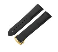 ROUHO 20mm Silicone Watch Strap Waterproof Curved End Rubber Watch Band Stainless Steel Deployment Clasp Soft for Omega Seamaster Series A3