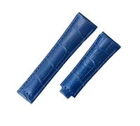 ROUHO 20mm Soft Genuine Leather Watch Band Breathable & Durable Embossed Watch Strap for Rolex Daytona 116518/116519-Light Blue