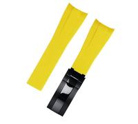 ROUHO 20mm Waterproof Arc Interface Sports Watch Strap Deployment Clasp Watch Accessories for Rolex Daytona SUB Explorer-Yellow + Black Buckle