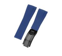 ROUHO 20mm Waterproof Arc Interface Sports Watch Strap Deployment Clasp Watch Accessories for Rolex Daytona SUB Explorer-Light Blue + Black Buckle