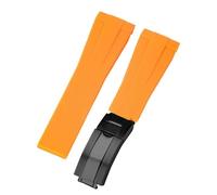 ROUHO 20mm Waterproof Arc Interface Sports Watch Strap Deployment Clasp Watch Accessories for Rolex Daytona SUB Explorer-Orange + Black Buckle