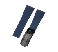 ROUHO 20mm Waterproof Arc Interface Sports Watch Strap Deployment Clasp Watch Accessories for Rolex Daytona SUB Explorer-Deep Blue + Black Buckle