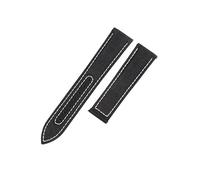 ROUHO 20mm Woven Canvas Watch Strap Leather Lining, Durable & Comfortable Replacement Watch Band for Omega Seamaster Aqua Terra 150M 310.32.42.50.02.001-Black White