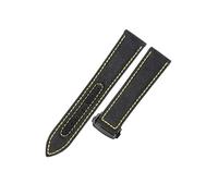 ROUHO 20mm Woven Canvas Watch Strap Leather Lining, Durable & Comfortable Replacement Watch Band for Omega Seamaster Aqua Terra 150M 310.32.42.50.02.001-Black Yellow + Black