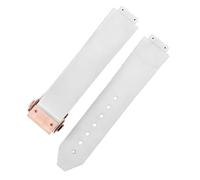 ROUHO 21 x 16mm Waterproof Silicone Rubber Watch Strap Replacement Watch Band with Folding Buckle for Hublot Big Bang Classic Fusion-White + Rose Gold Buckle