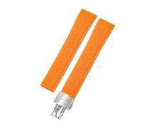 ROUHO 21mm Rubber Sports Watch Strap with Deployment Clasp Waterproof Silicone Watchband for Patek Philippe Aquanaut 5164/5167-Orange + Silver Buckle