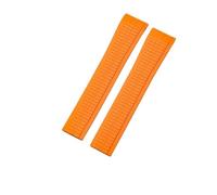 ROUHO 21mm Rubber Sports Watch Strap with Deployment Clasp Waterproof Silicone Watchband for Patek Philippe Aquanaut 5164/5167-Orange