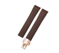 ROUHO 21mm Rubber Sports Watch Strap with Deployment Clasp Waterproof Silicone Watchband for Patek Philippe Aquanaut 5164/5167-Coffee + Rose Gold Buckle
