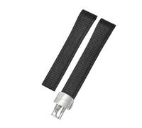 ROUHO 21mm Rubber Sports Watch Strap with Deployment Clasp Waterproof Silicone Watchband for Patek Philippe Aquanaut 5164/5167-Black + Silver Buckle
