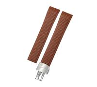 ROUHO 21mm Rubber Sports Watch Strap with Deployment Clasp Waterproof Silicone Watchband for Patek Philippe Aquanaut 5164/5167-Brown + Silver Buckle