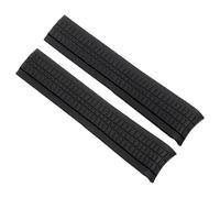 ROUHO 21mm Rubber Watch Band Curved End Interface, Soft Waterproof Replacement Watch Strap for Patek Philippe Aquanaut-Black