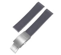 ROUHO 21mm Silicone Diving Watch Strap Waterproof Sweatproof Replacement Watchband for Longines HydroConquest L3 781 742-Grey + Folding Buckle
