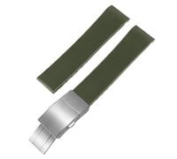 ROUHO 21mm Silicone Diving Watch Strap Waterproof Sweatproof Replacement Watchband for Longines HydroConquest L3 781 742-Green + Folding Buckle