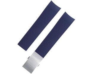 ROUHO 21mm Silicone Diving Watch Strap Waterproof Sweatproof Replacement Watchband for Longines HydroConquest L3 781 742-Blue + Folding Buckle