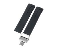 ROUHO 21mm Silicone Watch Strap Waterproof Rubber Wristband Band Stainless Steel Deployment Clasp Soft for Tissot T-Touch T013 T081 T091 A5