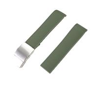 ROUHO 21mm Waterproof Silicone Watch Strap Deployment Clasp Watch Strap Replacement Watchband for Lon-gin-es Co-nque-st HYD-ROCON-QUEST-Green