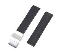 ROUHO 21mm Waterproof Silicone Watch Strap Deployment Clasp Watch Strap Replacement Watchband for Lon-gin-es Co-nque-st HYD-ROCON-QUEST-Black