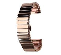 ROUHO 22mm Adjustable Ceramic Watch Strap Deployment Clasp Watchband Replacement Flat Watch Strap-Rose Gold
