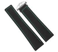 ROUHO 22mm Black Nylon Watch Strap Deployment Clasp Watch Bracelet Replacement Accessories for T-A-G HE-UE-R AQ-UARA-CER-Green + Silver Buckle
