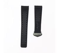 ROUHO 22mm Black Water Resistant Watch Strap Silicone Watch Bracelet Accessories for T-A-G HE-UE-R CAR-RE-RA AQ-UARA-CER-Black + Silver Buckle