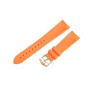 ROUHO 22mm Curved End Silicone Watch Strap Tang Buckle Soft Rubber Replacement Watch Band for Tudor Black Bay Bronze-Orange + Rose Gold
