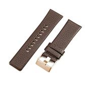 ROUHO 22mm Genuine Leather Watch Strap Durable Pin Buckle Replacement Watch Band for Diesel DZ4518 DZ4323 DZ1657 DZ4318-Brown + Rose Gold