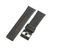 ROUHO 22mm Genuine Leather Watch Strap Durable Pin Buckle Replacement Watch Band for Diesel DZ4518 DZ4323 DZ1657 DZ4318-Black + Black