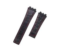 ROUHO 22mm Leather Watch Strap Watch Replacement Strap Adjustable Watchband for T-A-G H-EU-ER CA-RRE-RA-Black + Red